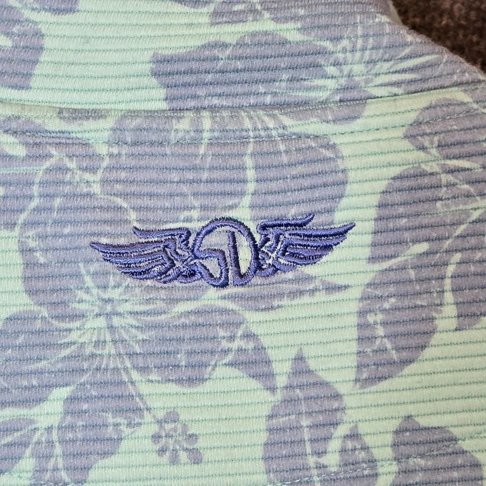 Women's Medium Straight Down Paradise Golf Jacket Floral Blue Logo* - Picture 9 of 10